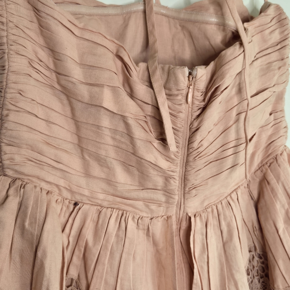 Ulla Johnson Savannah Halter Mini Dress Peach Lace Tiered Boho Romantic - Picture 8 of 12